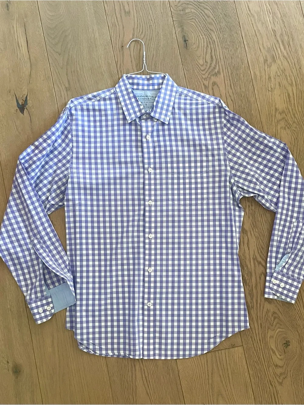 Banana Republic Lavender and White Gingham Dress Shirt